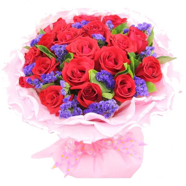爱如潮水--21枝红玫瑰花束