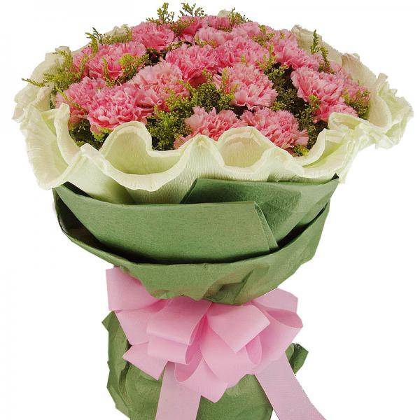 爱的奉献--19枝粉色康乃馨花束