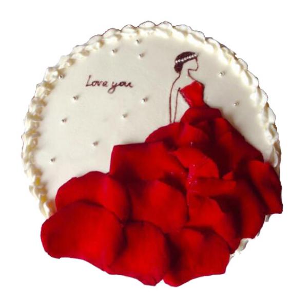 公主嫁到---玫瑰花瓣公主裙蛋糕