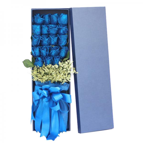 思念似蛊---19枝蓝玫瑰礼盒装