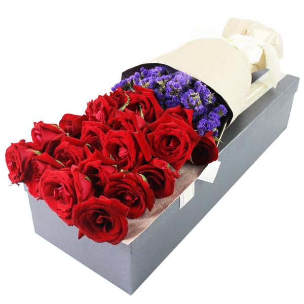 相守一生---21枝顶级昆明红玫瑰礼盒装