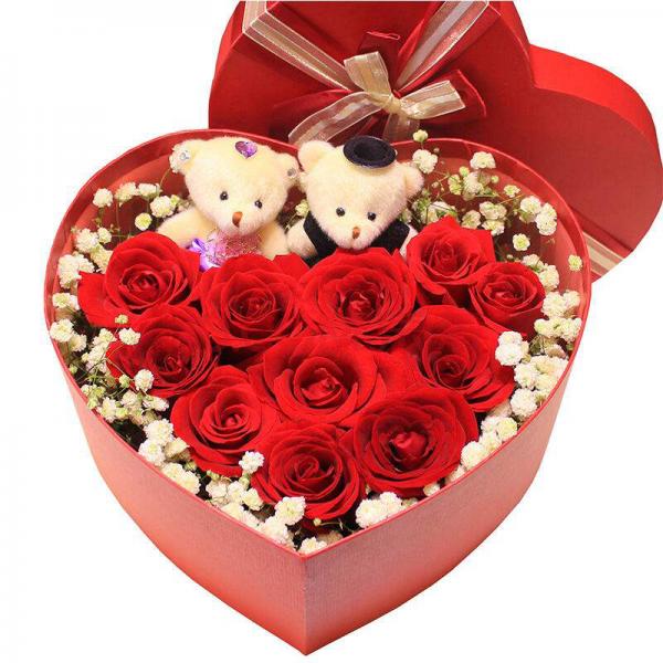 挚爱一生--11枝红玫瑰心形礼盒