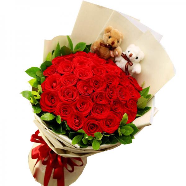 约定终身--33枝红玫瑰扇形花束