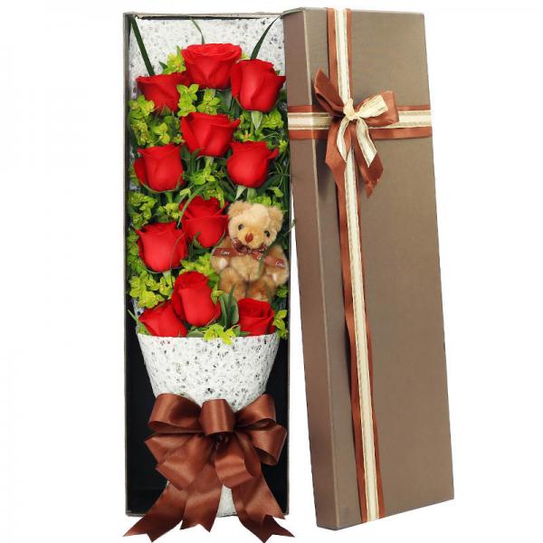 幸福恋人--11枝红玫瑰礼盒花束