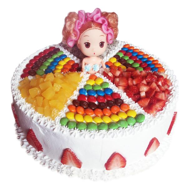 彩虹糖芭比---创意彩虹芭比蛋糕