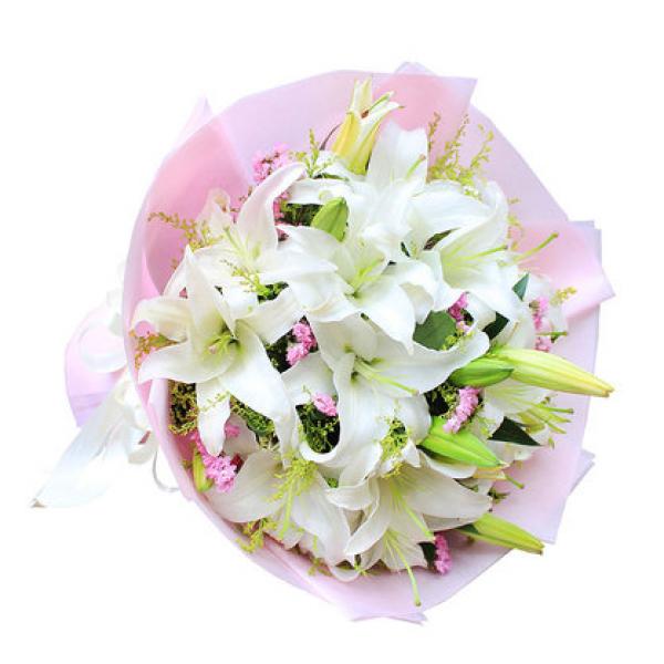 深切祝福---6枝多头香水百合