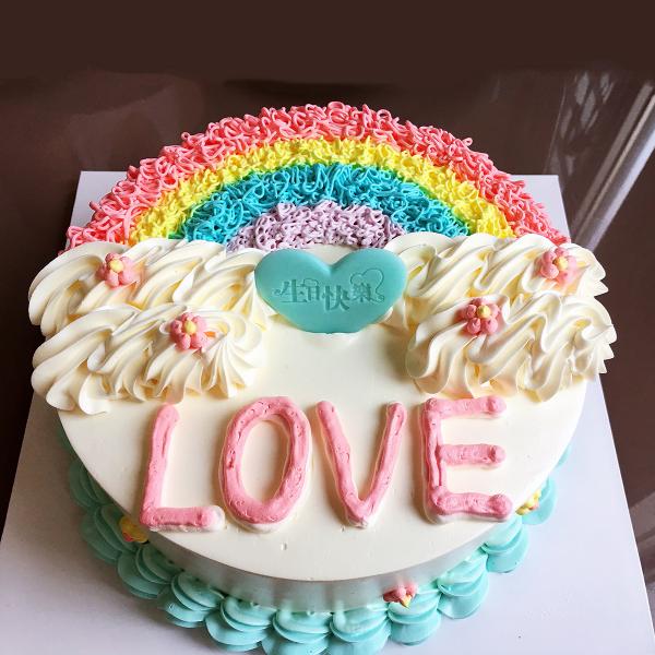 心中的彩虹---心形彩虹蛋糕